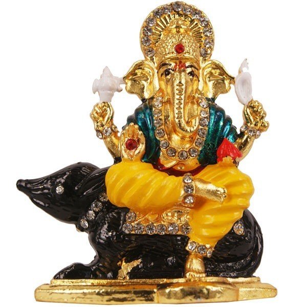 Metal Ganesh Ji Sitting On Mouse - Flowers to Nepal - FTN