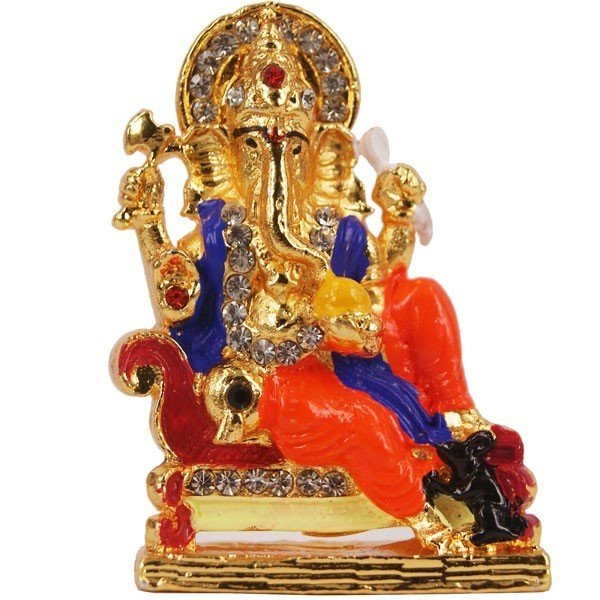 Metal Statue of Ganesh Ji with Mouse - Flowers to Nepal - FTN