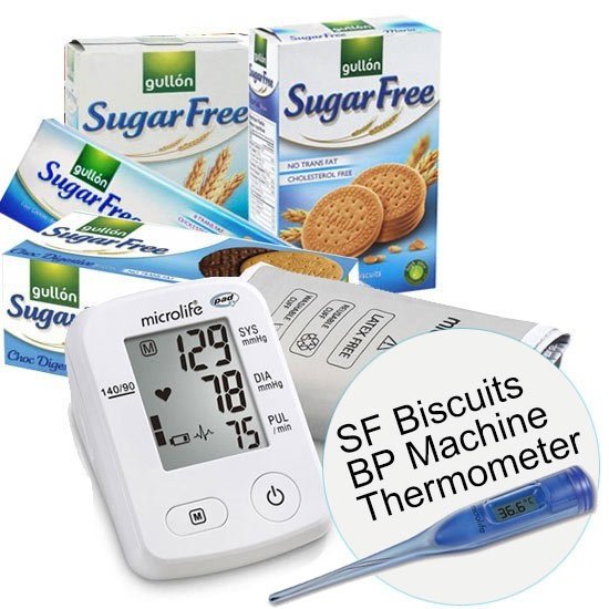 Microlife BP Monitor (A2), Sugar-Free Biscuits, Digital Thermometer - Flowers to Nepal - FTN