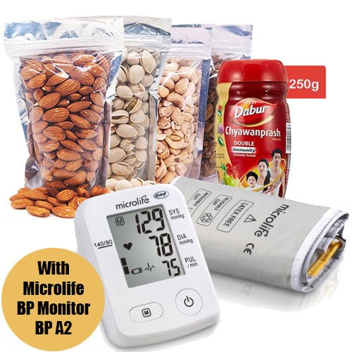 Microlife BPA2 Blood Pressure Monitor Bundle with 250g Chyawanprash & Dry Nuts - Flowers to Nepal - FTN