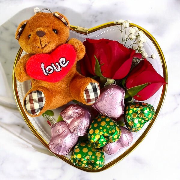 Mini Bear, Chocolates & Rose Gift Trio - Flowers to Nepal - FTN