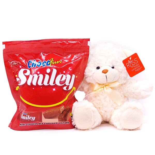 Mini Teddy Bear with Choco Smile - Flowers to Nepal - FTN