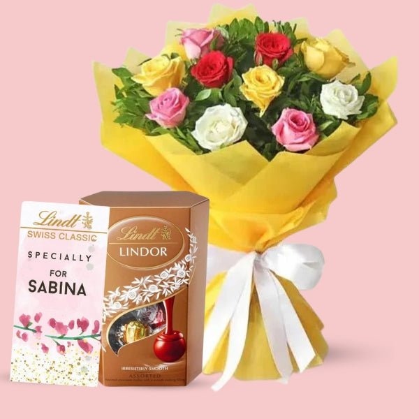 Mix Bouquet with Lindt Chocolate Combo - Flowers to Nepal - FTN