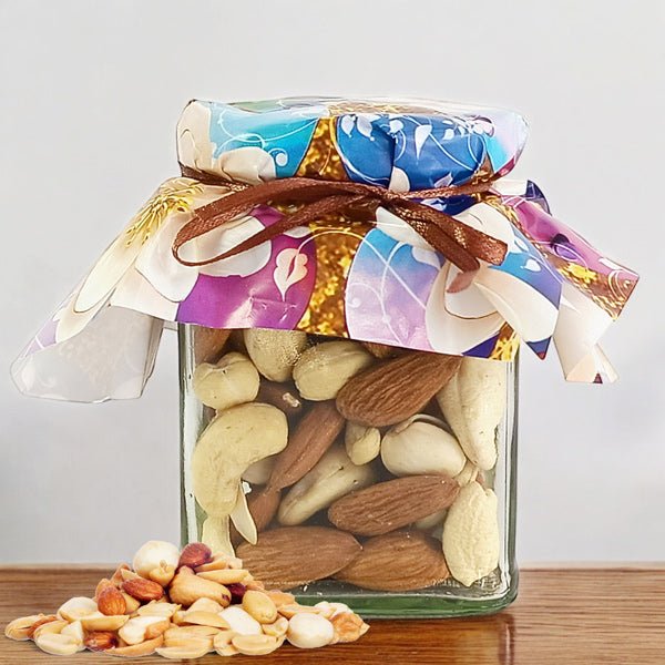 Mix Dry Nuts in Elegant Glass Jar 120G - Flowers to Nepal - FTN