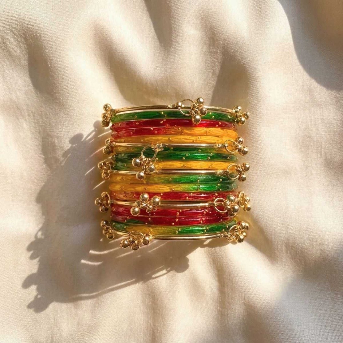 Mixed Chura & Golden Bangles Set - Flowers to Nepal - FTN