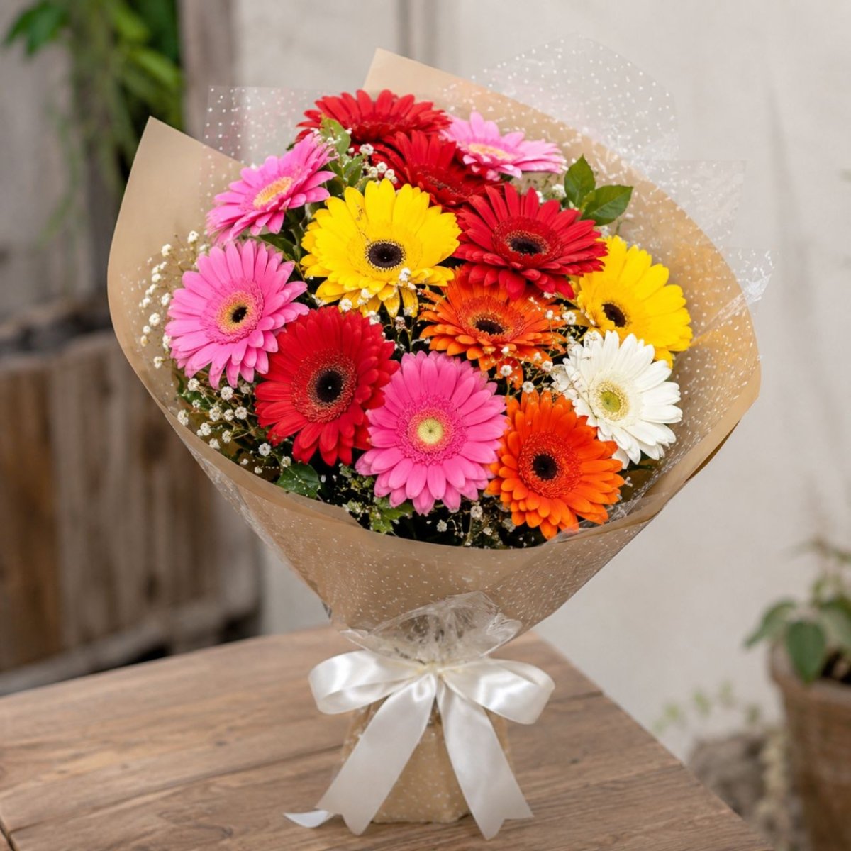Mixed Color Gerbera Flower Bouquet - Flowers to Nepal - FTN