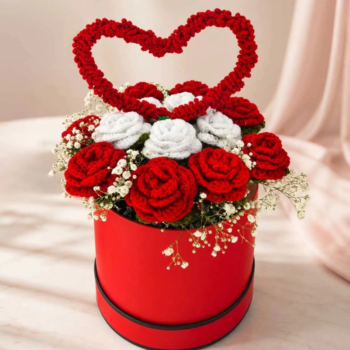 Mixed Crochet Roses & Lavender Heart Gift Box Set - Flowers to Nepal - FTN