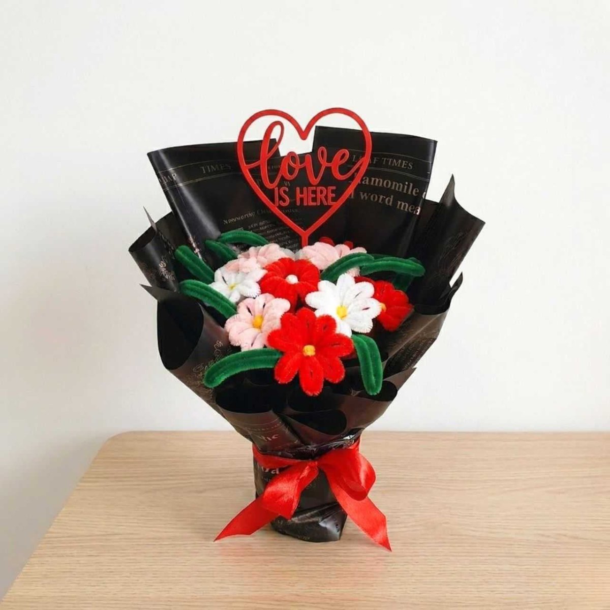 Mixed Flower Bouquet with Love Is Here Topper - Flowers to Nepal - FTN