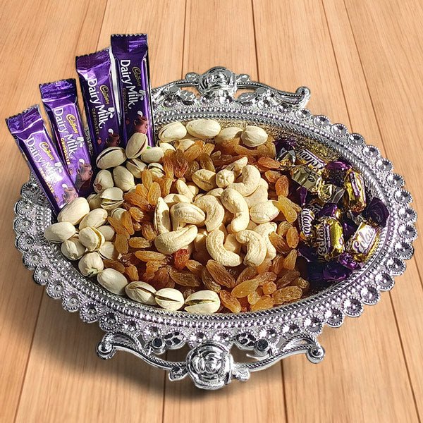 Mixed Nuts & Mini Chocolate Treats Tray - Flowers to Nepal - FTN