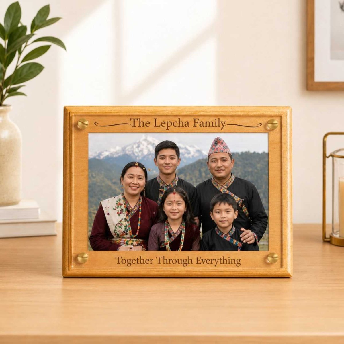 Modern Wooden Acrylic Family Gift Frame - Flowers to Nepal - FTN