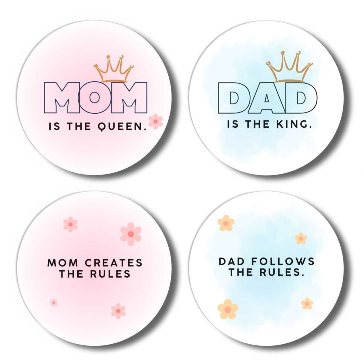 Mom & Dad Crown Design Coaster Set (4 Pcs) - Flowers to Nepal - FTN