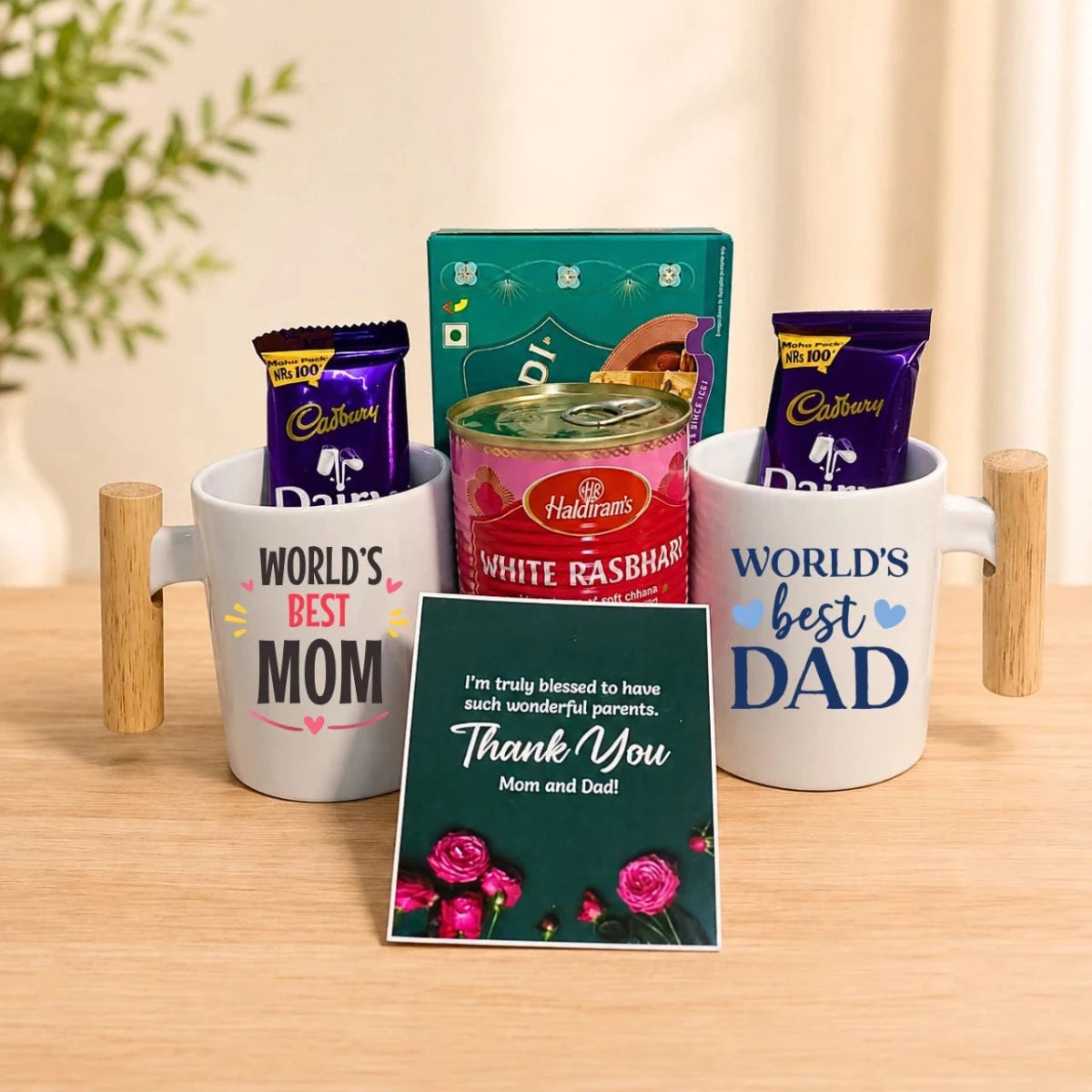 Mom & Dad Special Mug, Chocolates & Sweets Gift Box - Flowers to Nepal - FTN