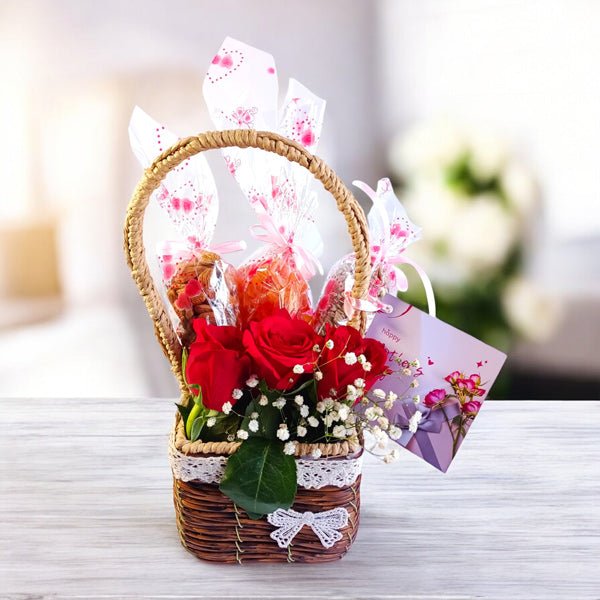 Mom’s Delight: Dry Fruits, Nuts & Roses Hamper - Flowers to Nepal - FTN