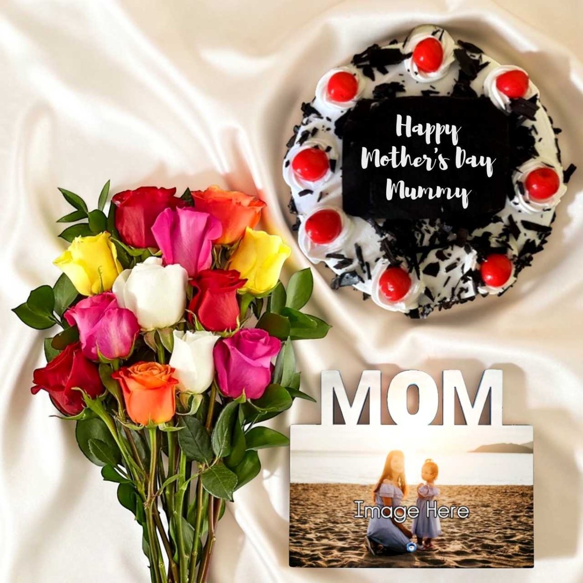 Mom’s Special Photo Frame with Cake & Roses - Flowers to Nepal - FTN