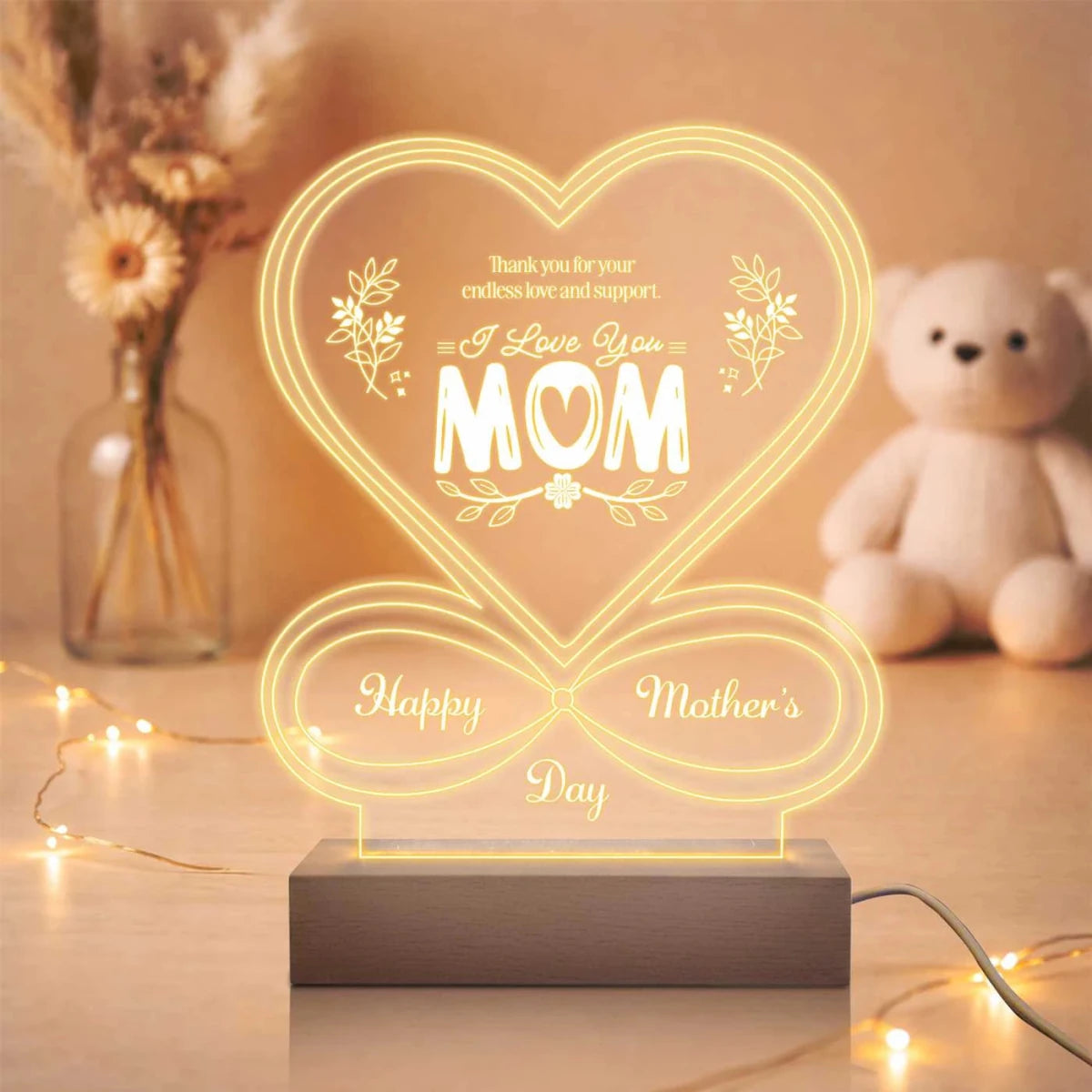 Mother’s Day Special “I Love You Mom” Acrylic Lamp - Flowers to Nepal - FTN