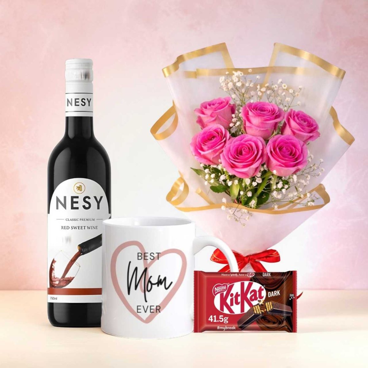 Mother’s Day Wine, Chocolate & Rose Gift Set - Flowers to Nepal - FTN