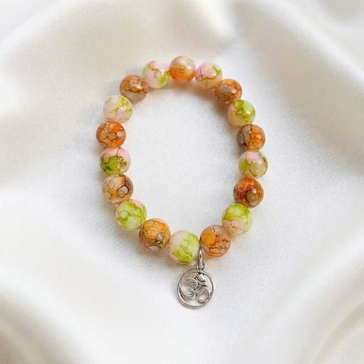 Multi-Color Beaded Om Charm Bracelet - Flowers to Nepal - FTN