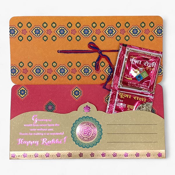 
                  
                    Multicolor Pearl & Bead Rakhi In Greeting Card and Roli - Chawal Pack - Flowers to Nepal - FTN
                  
                