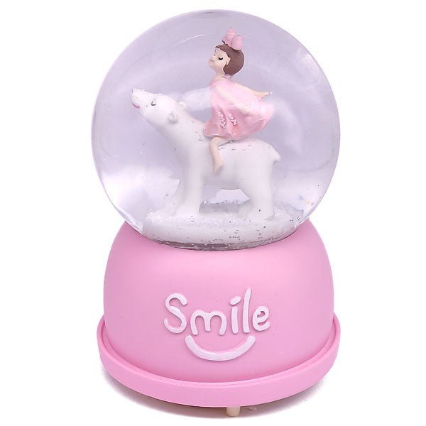 Musical Pink Snow Globe: 7" Statue of Adorable Girl - Flowers to Nepal - FTN