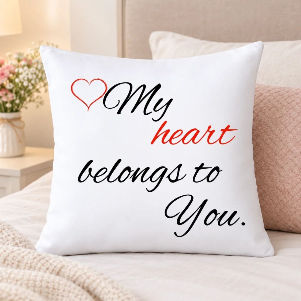 My Heart Belongs to You Printed Cushion - Flowers to Nepal - FTN