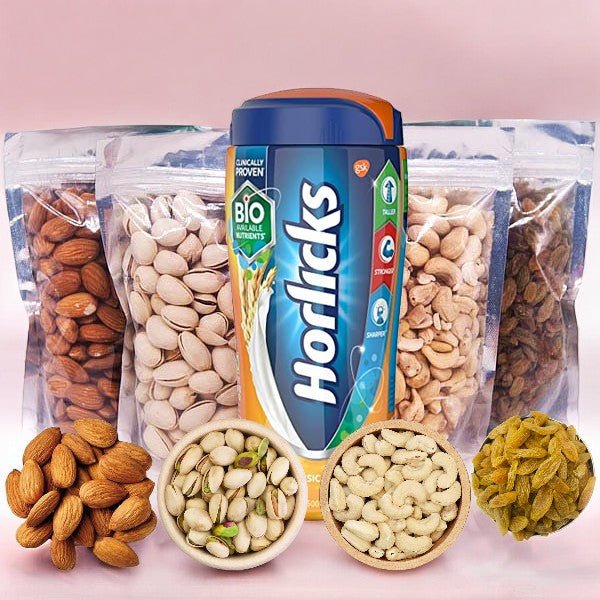 Nature's Best Drynuts and Horlicks Combo - Flowers to Nepal - FTN