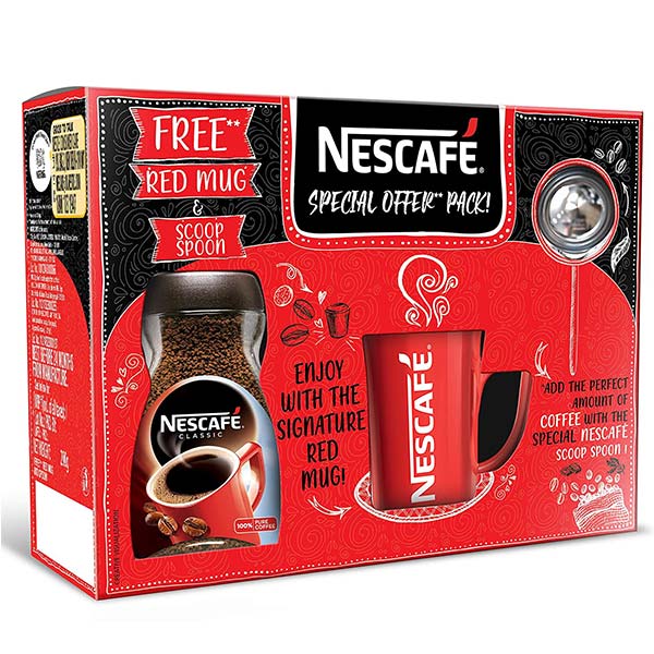 Nescafe Coffee Jar 200g with Free Red Mug & Scoop Spoon - Flowers to Nepal - FTN