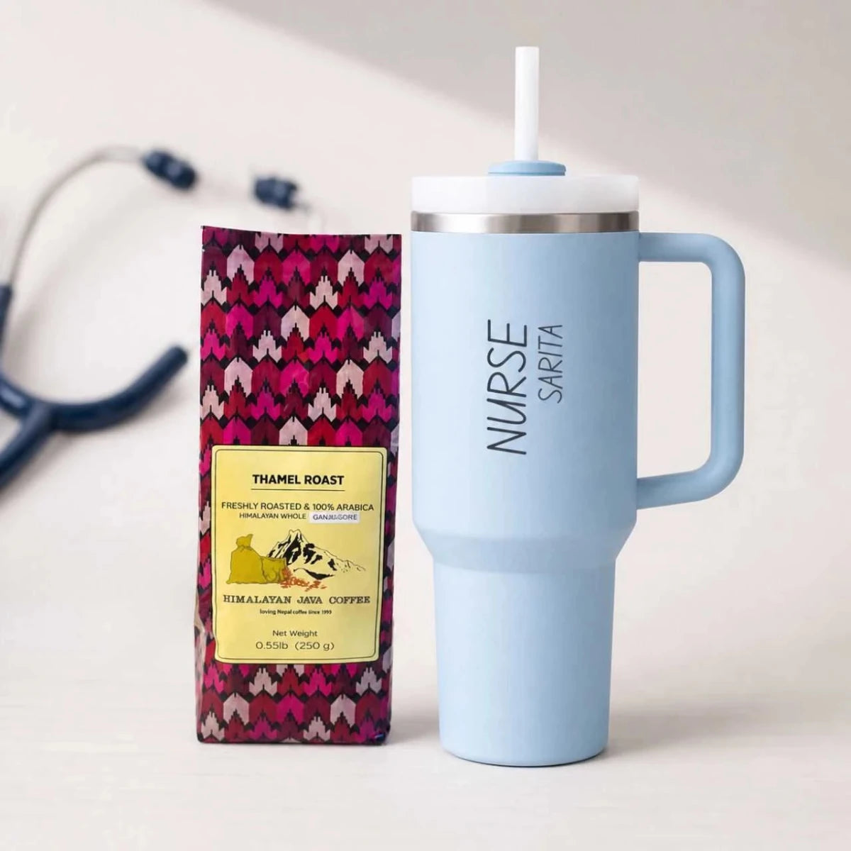 Nurse Day Gift Set with Coffee & Personalized Tumbler - Flowers to Nepal - FTN