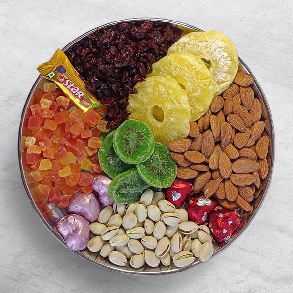 Nutritious Dried Fruits, Nuts, and Chocolates Gift Tray - Flowers to Nepal - FTN