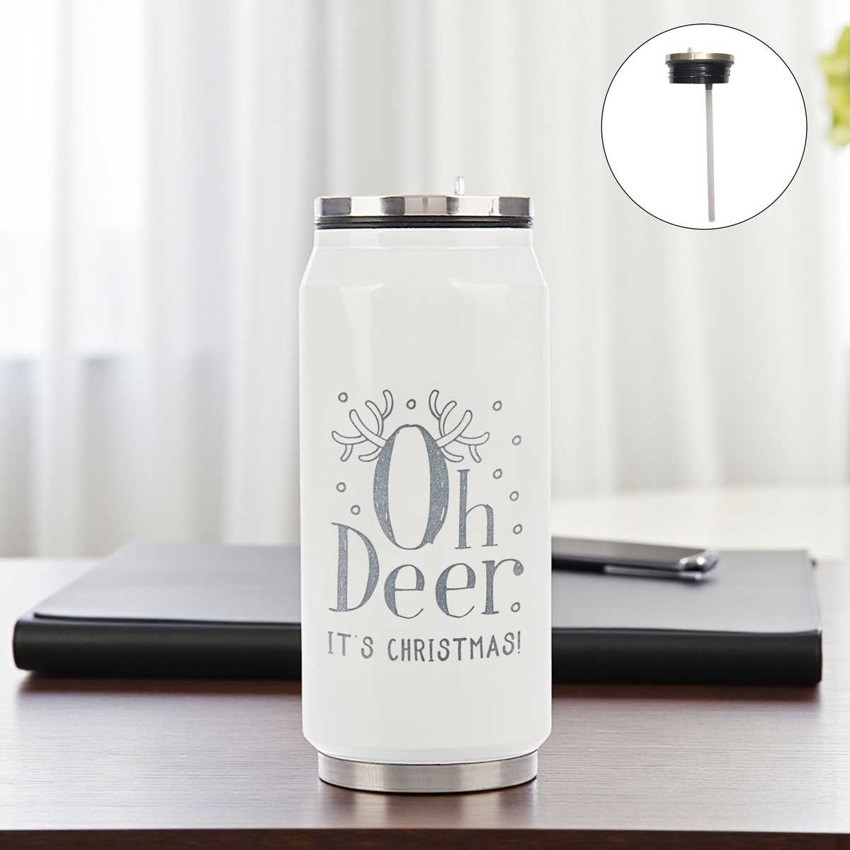 Oh Deer, It’s Christmas – Festive Printed Tumbler with Straw - Flowers to Nepal - FTN