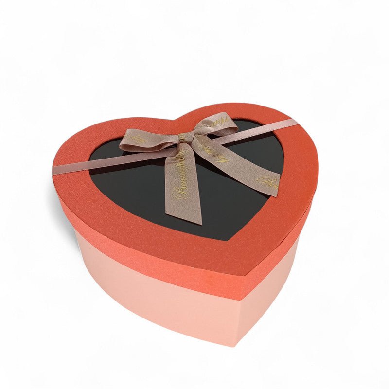 Orange Heart Gift Box with Bow - Medium - Flowers to Nepal - FTN