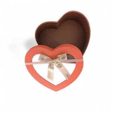 Orange Heart Shaped Transparent Cover Box With Bow - Small - Flowers to Nepal - FTN