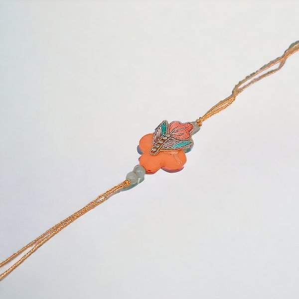 Orange Leaf Design Rakhi Thread for Brother - Flowers to Nepal - FTN