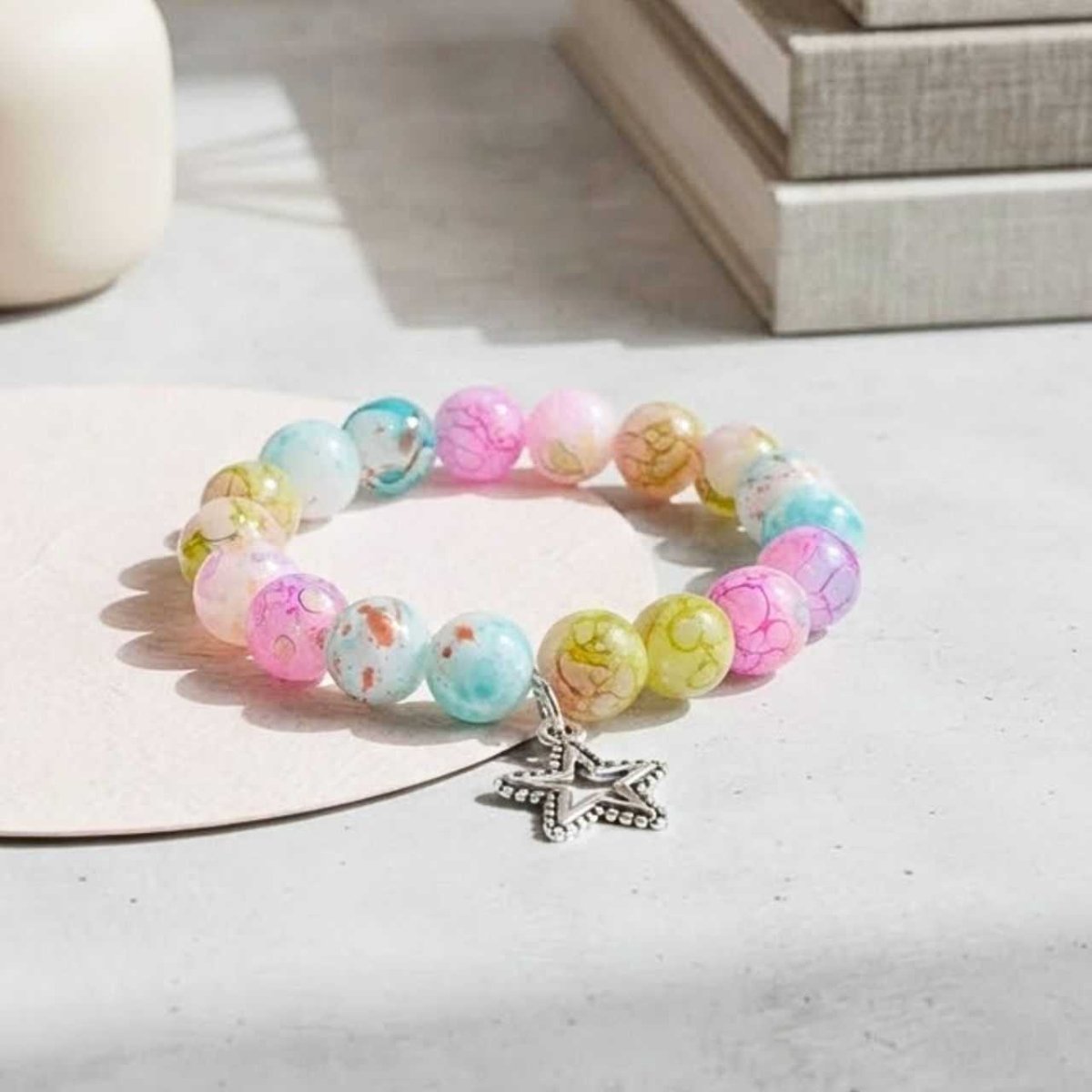 Pastel Beaded Star Charm Bracelet - Flowers to Nepal - FTN