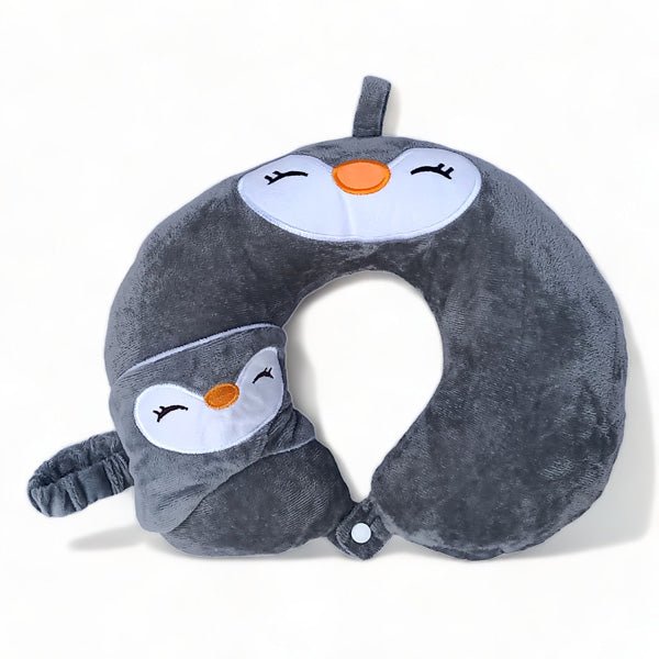 Penguin Design Neck Pillow - Gray - Flowers to Nepal - FTN