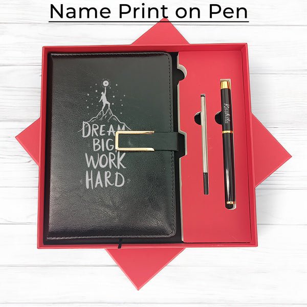 Personalised A5 Black Notebook & Metal Pen Set Box - Flowers to Nepal - FTN