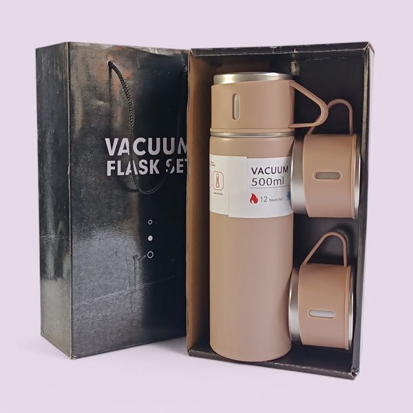 Personalised Insulated Thermos 500ml with Mug set - Light Pink - Flowers to Nepal - FTN