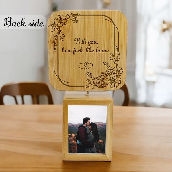 Personalised Lamp Based Rotating Square Photo Frame - Flowers to Nepal - FTN