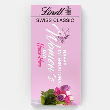 Personalize Floral Name Printed Lindt Chocolate 100g - Flowers to Nepal - FTN