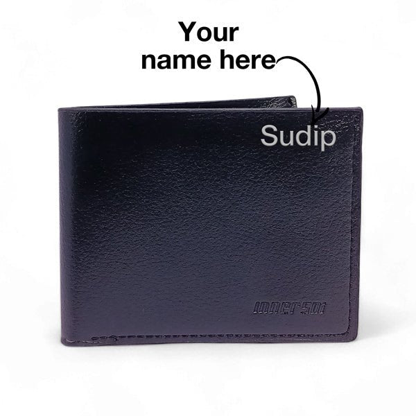 
                  
                    Personalize Your Name Black Leather Wallet - Flowers to Nepal - FTN
                  
                