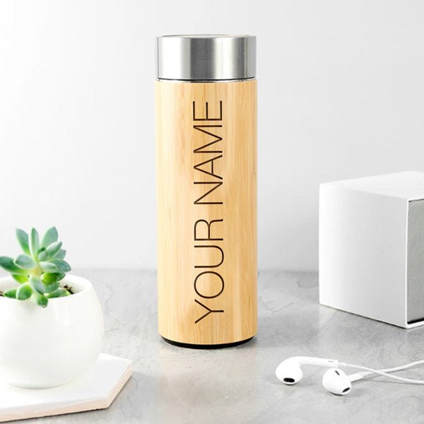 Personalized Bamboo Water Bottle - Flowers to Nepal - FTN