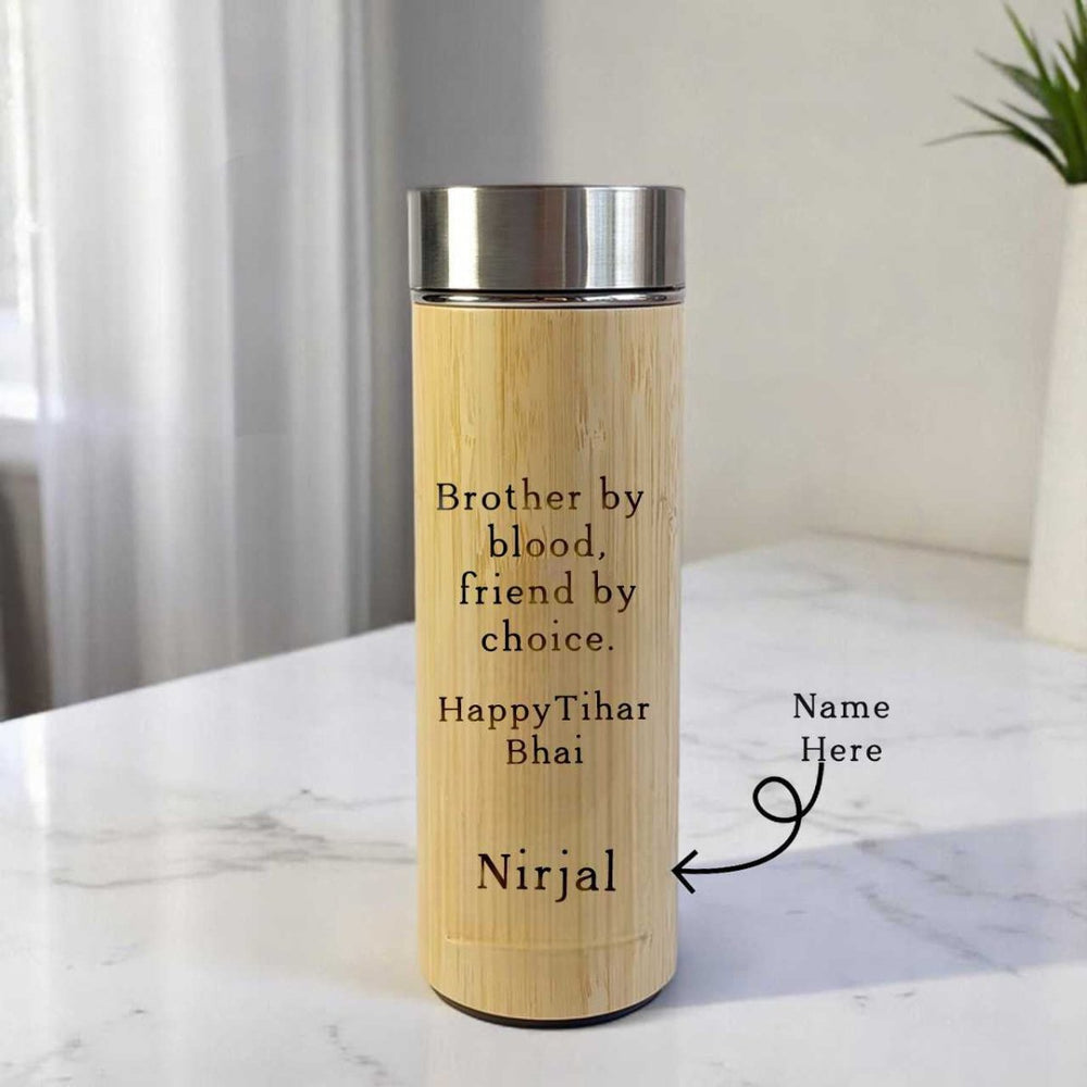 Personalized Bamboo Water Bottle with Name - Flowers to Nepal - FTN