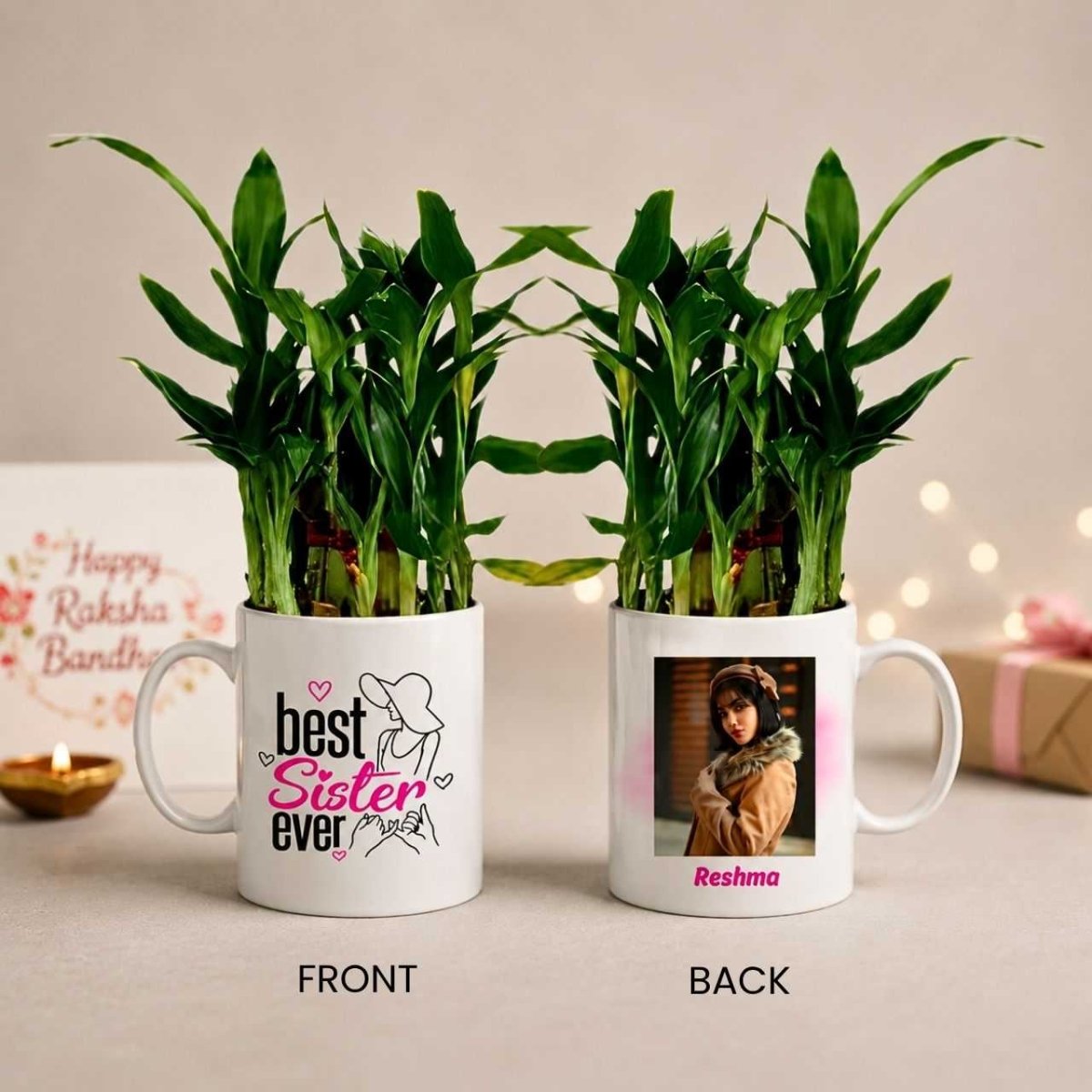 Personalized Best Sister Mug with Bamboo Plant - Flowers to Nepal - FTN