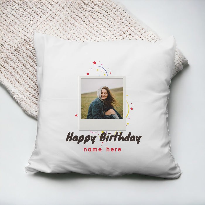 Personalized Birthday Cushion with Name & Photo - Flowers to Nepal - FTN