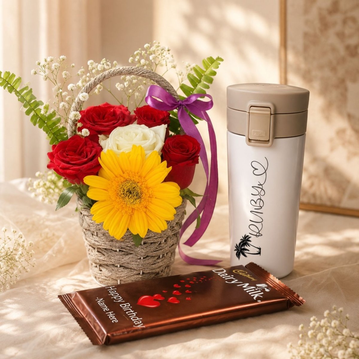 Personalized Birthday Flower & Gift Basket - Flowers to Nepal - FTN