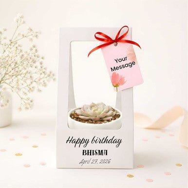 Personalized Birthday Pot Holder with Succulent Plant - Flowers to Nepal - FTN