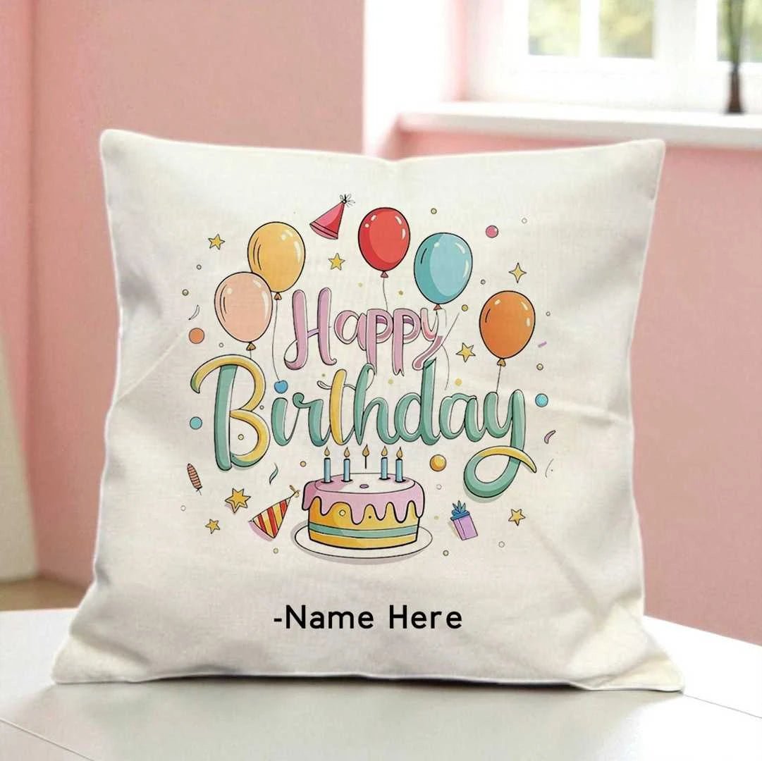 Personalized Birthday Terry Cotton Cushion - Flowers to Nepal - FTN