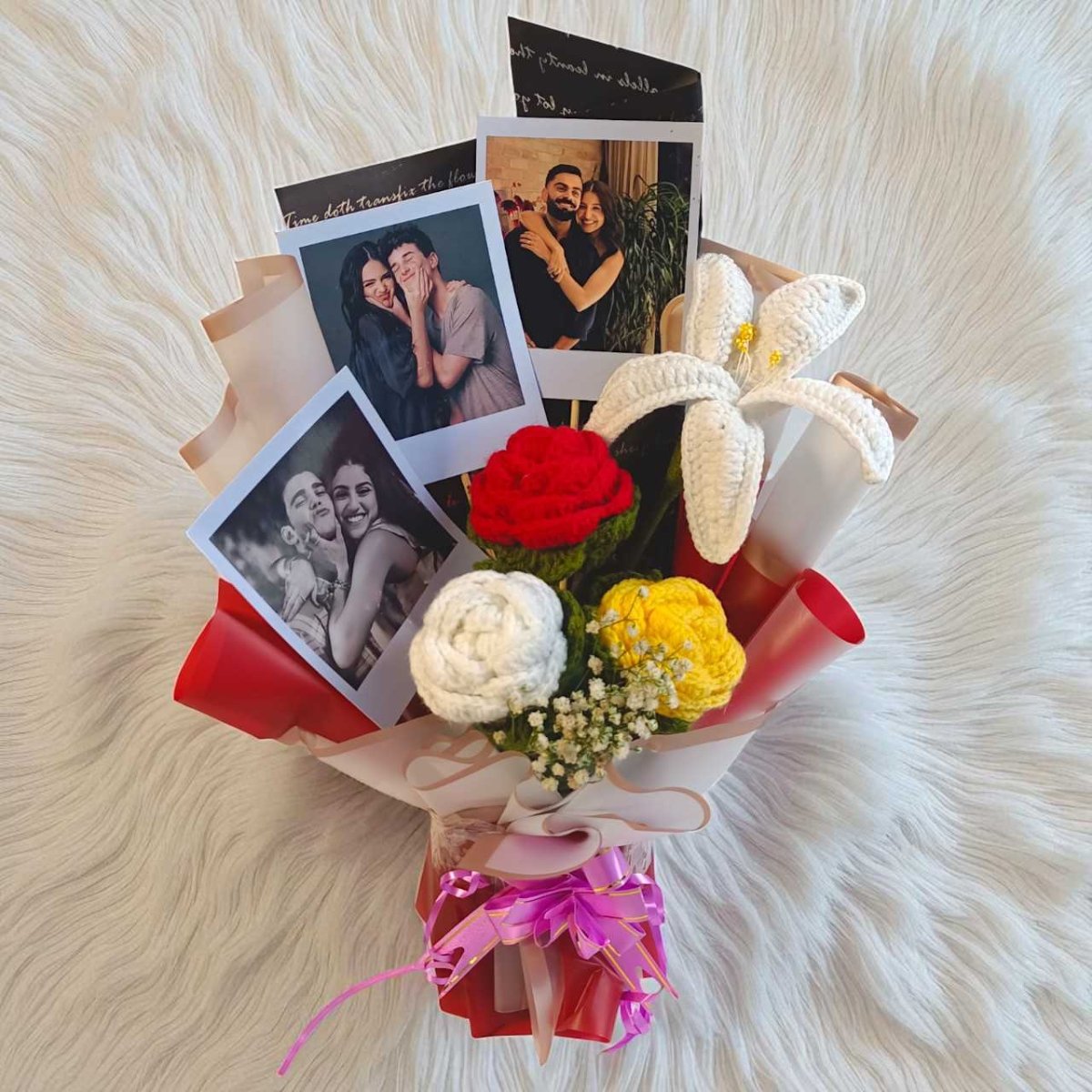 Personalized Crochet Flower Photo Bouquet - Flowers to Nepal - FTN