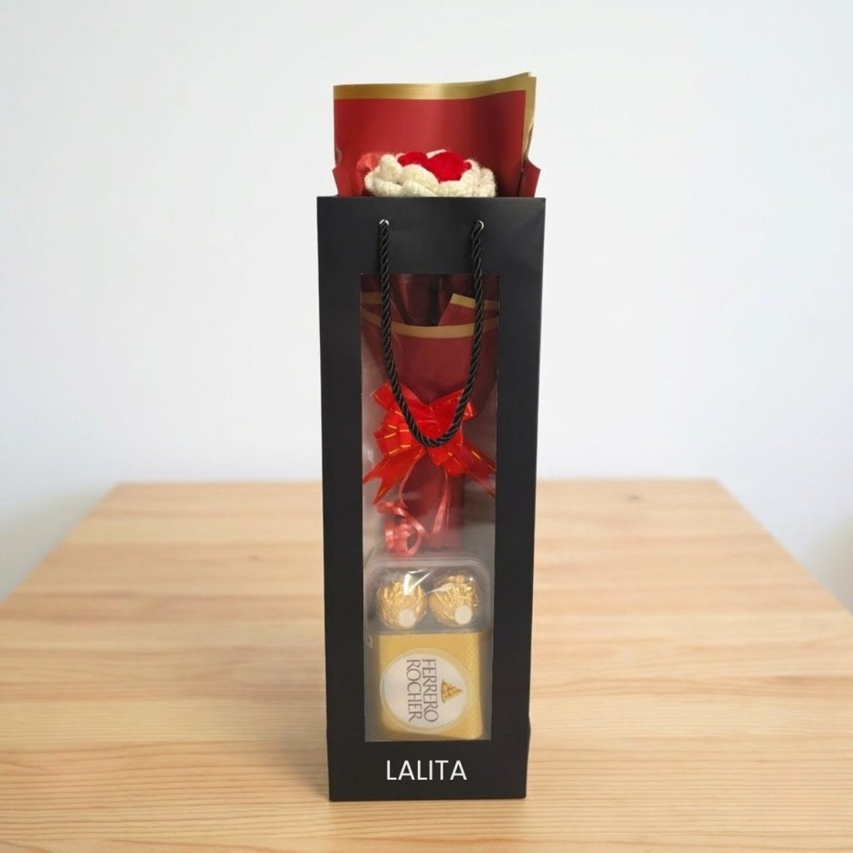 Personalized Ferrero Rocher with Crochet Rose Gift - Flowers to Nepal - FTN