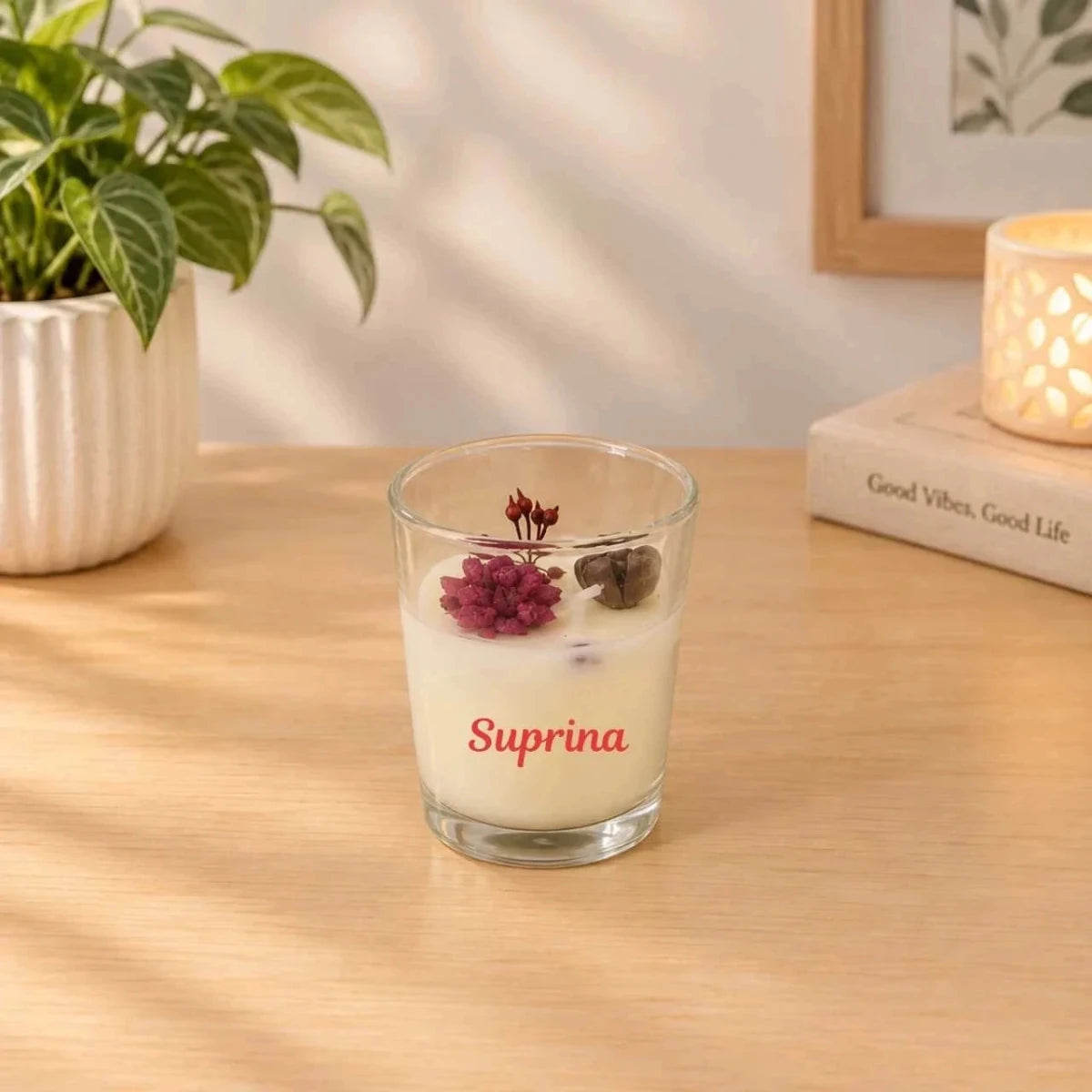 Personalized Floral Glass Jar Candle - Flowers to Nepal - FTN