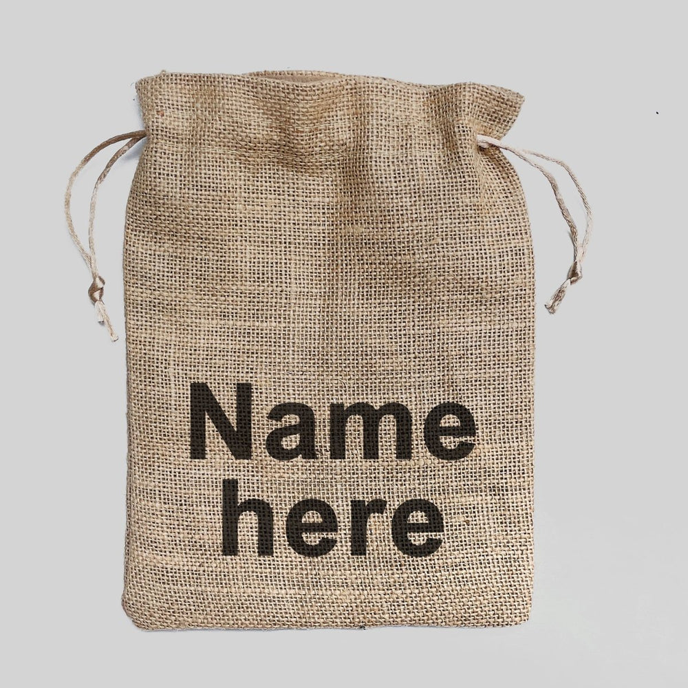 Personalized Golden Jute Pouch - Flowers to Nepal - FTN